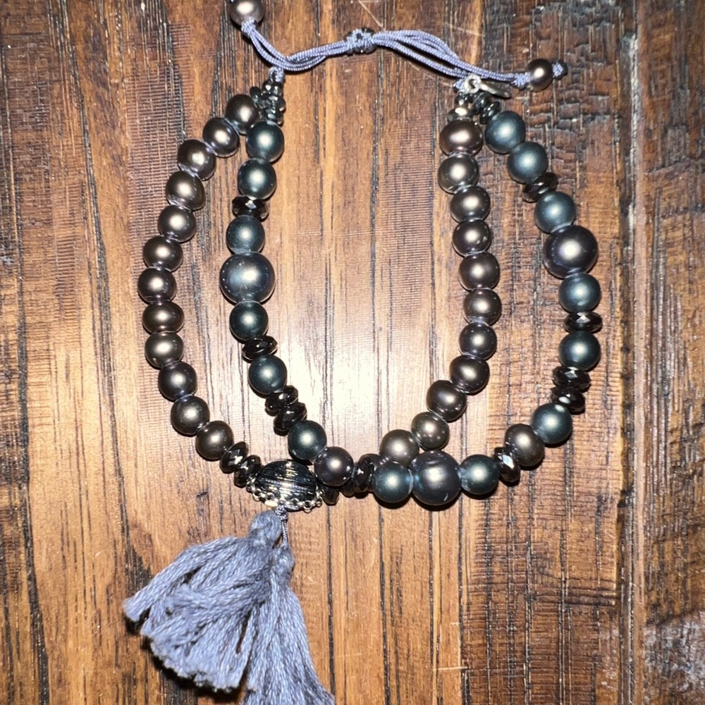 Black Pearl Double Wrap Bracelet